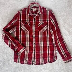 LEVI'S Red Flannel Plaid Men's Shirt M Cotton Comfy